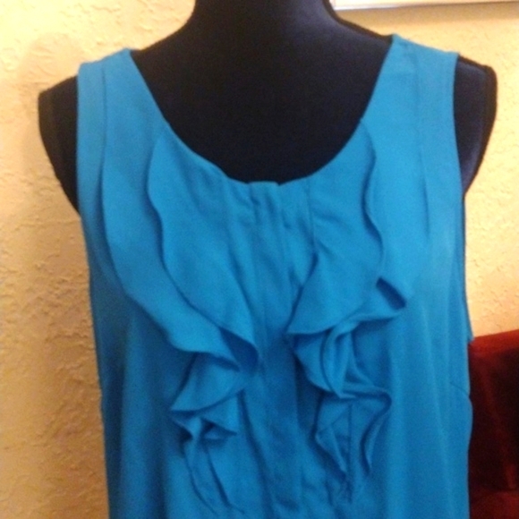 Kenneth Cole Reactions Teal Ruffle Sleeveless Blouse NWT - Picture 1 of 6